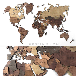 Wooden panel - world map 2